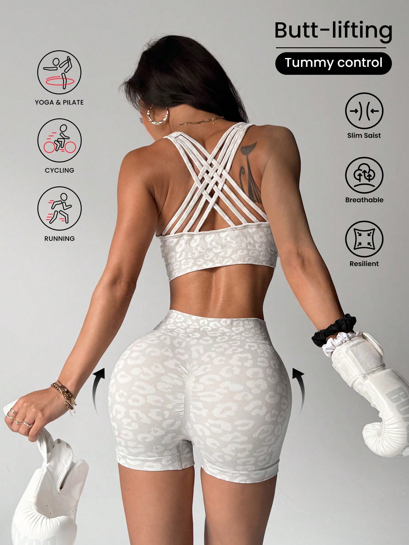 Crossfit Lifting - Ensemble de yoga imprimé léopard taille